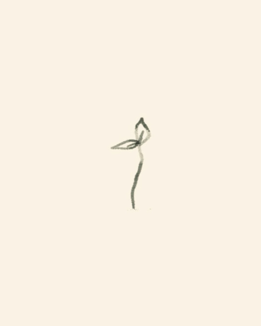 Cover art for The Hardest Thing: a single small sprout, hand-painted in muted green ink.